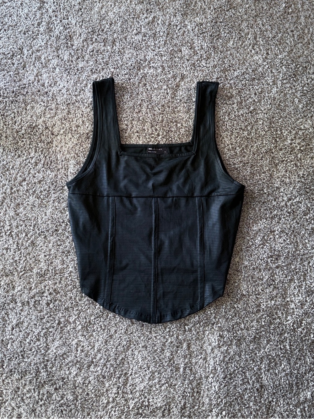 Square Neck Black Tank Top